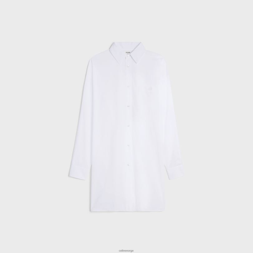 CELINE kvinner malerskjortekjole i bomullsbatist V0PT6798 klær hvit