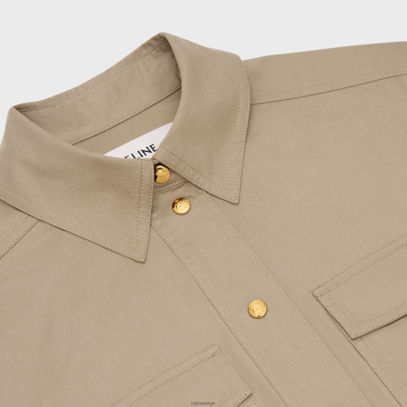 CELINE kvinner saharienne kjole i lett gabardin V0PT6793 klær beige