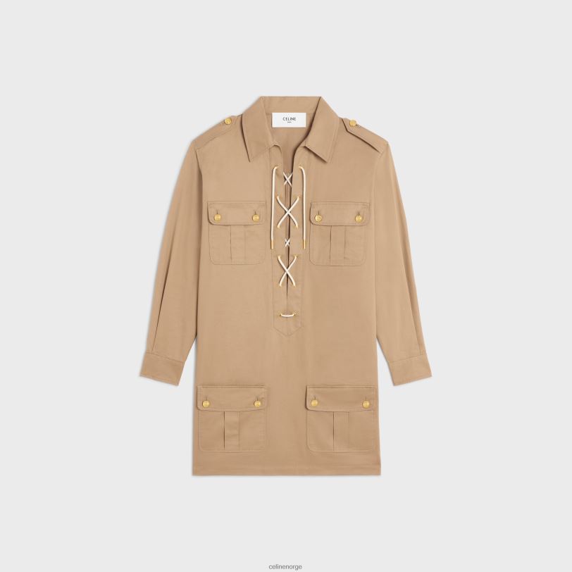 CELINE kvinner saharienne minikjole i bomullslin V0PT6797 klær Corde