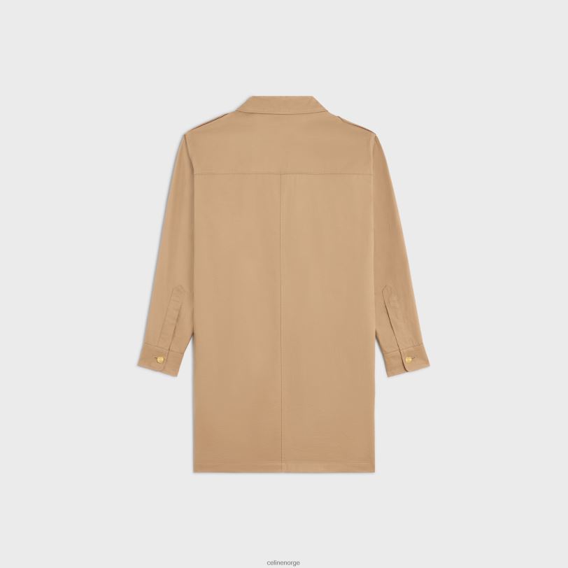 CELINE kvinner saharienne minikjole i bomullslin V0PT6797 klær Corde