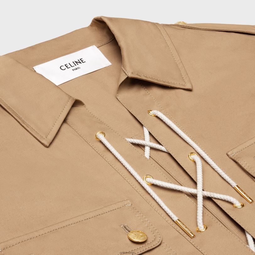 CELINE kvinner saharienne minikjole i bomullslin V0PT6797 klær Corde