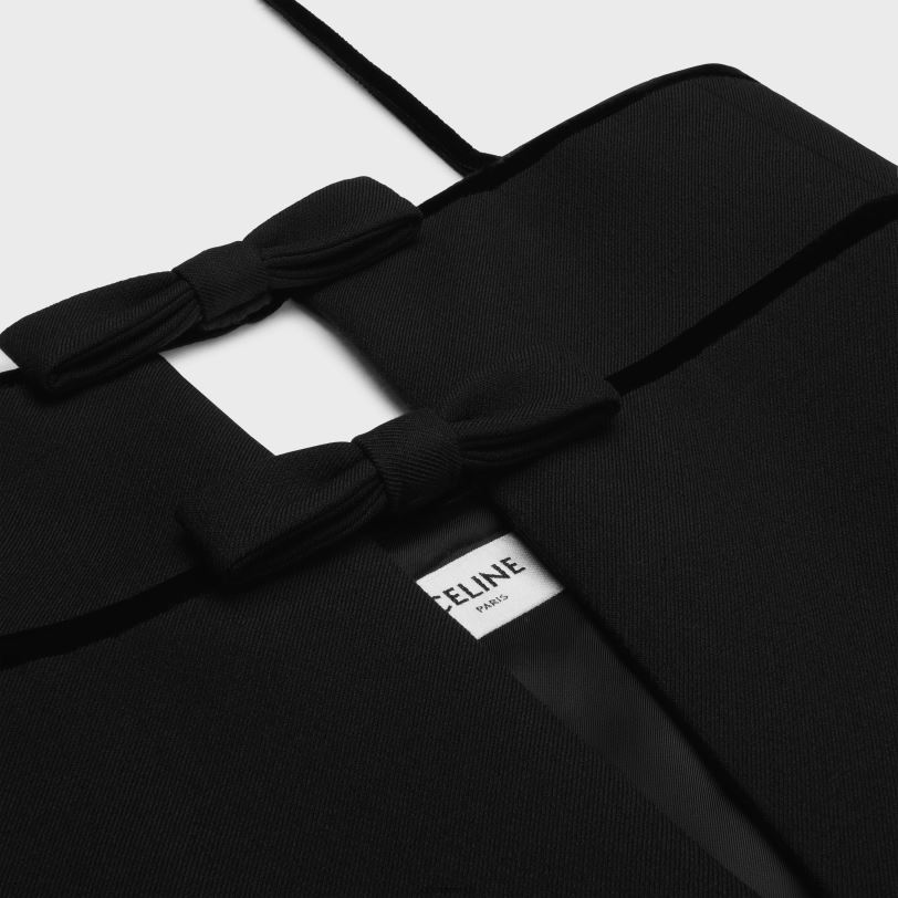 CELINE kvinner trapes minikjole i dobbel ull V0PT6585 klær svart