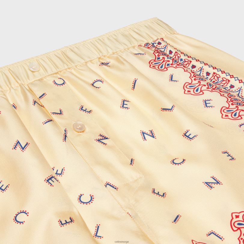 CELINE kvinner flytende shorts i silketwill V0PT6895 klær jaune/rouge/bleu