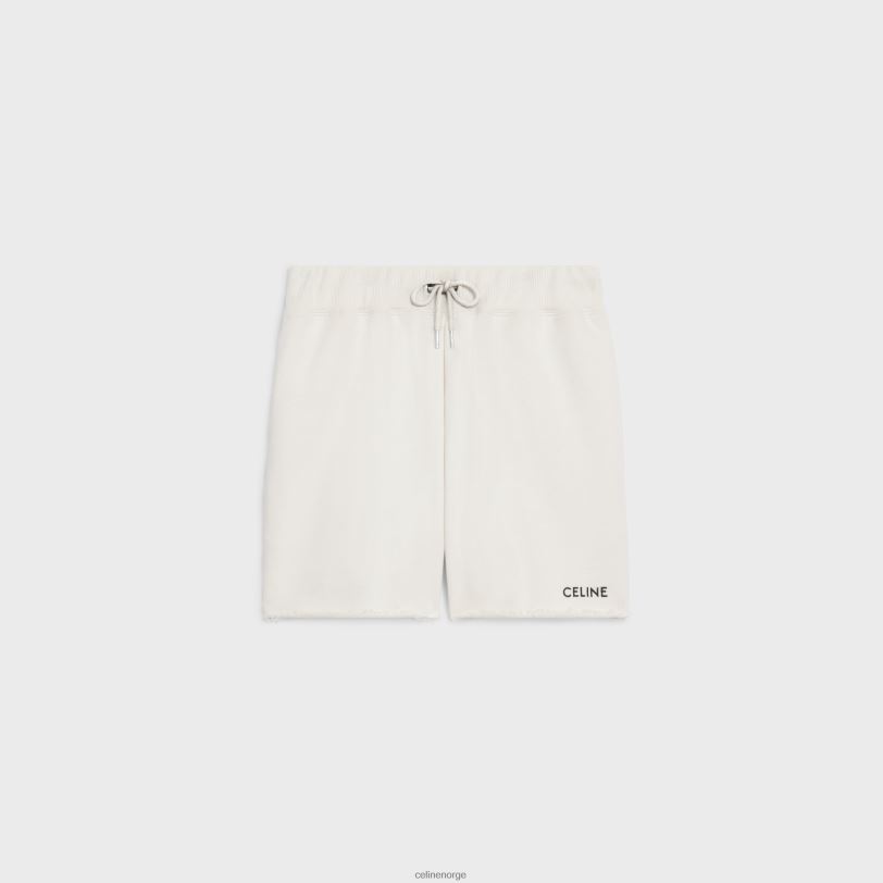 CELINE kvinner løs shorts i bomullsfleece V0PT6888 klær krem/svart