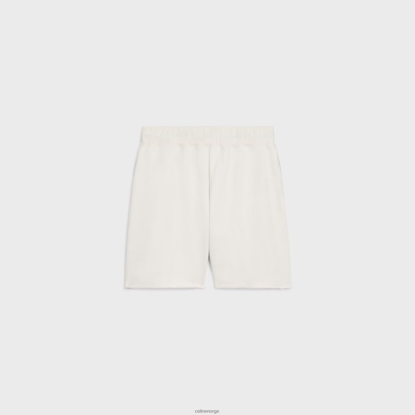 CELINE kvinner løs shorts i bomullsfleece V0PT6888 klær krem/svart