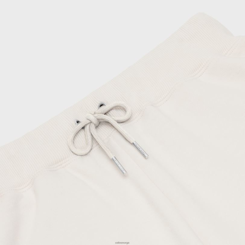 CELINE kvinner løs shorts i bomullsfleece V0PT6888 klær krem/svart