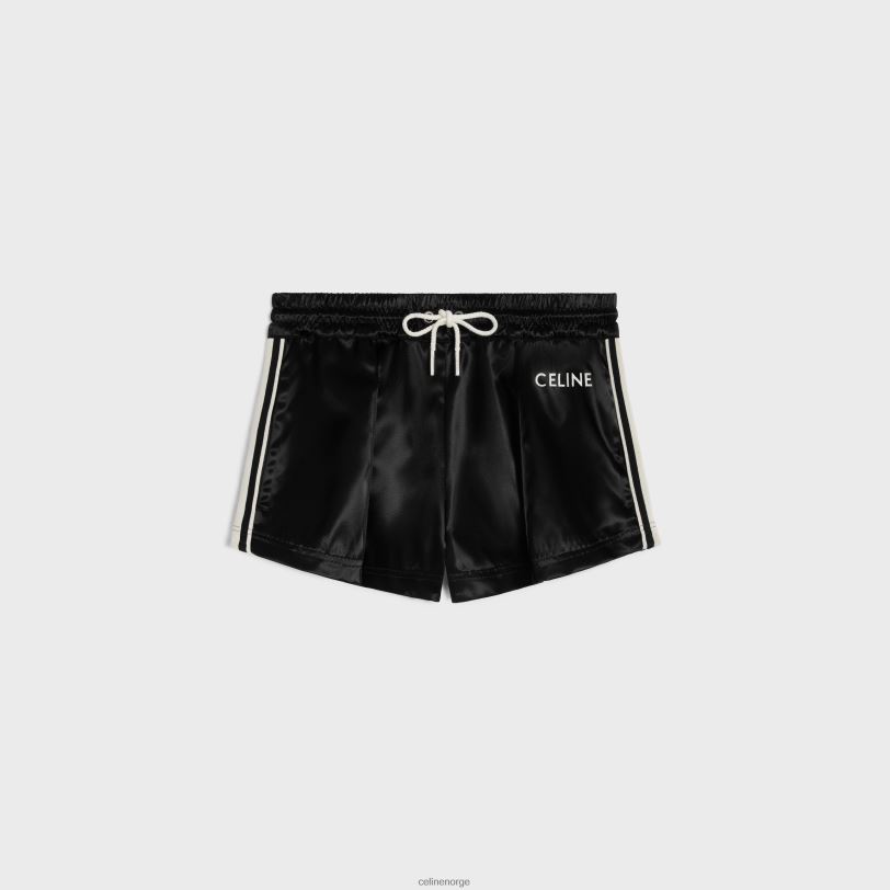 CELINE kvinner mini treningsdressshorts i sateng nylon V0PT6592 klær svart
