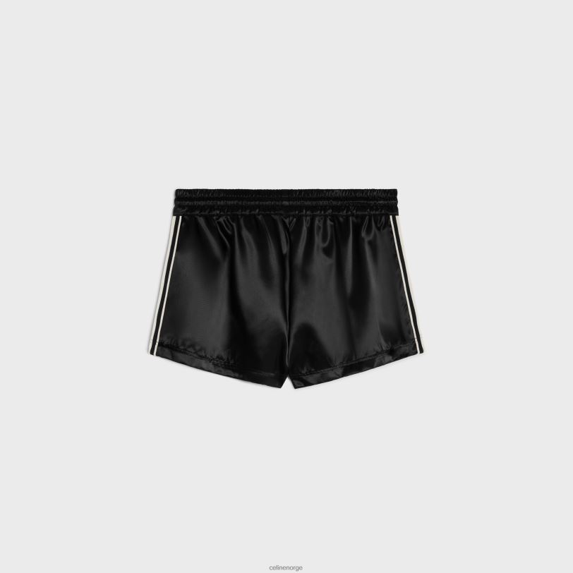 CELINE kvinner mini treningsdressshorts i sateng nylon V0PT6592 klær svart