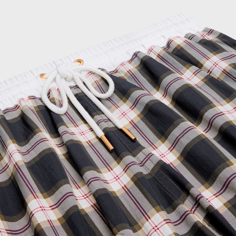 CELINE kvinner minishorts i rutete panama V0PT6683 klær antrasitt/craie/rouge