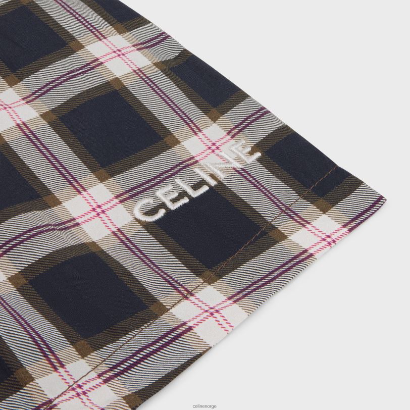 CELINE kvinner minishorts i rutete panama V0PT6683 klær antrasitt/craie/rouge