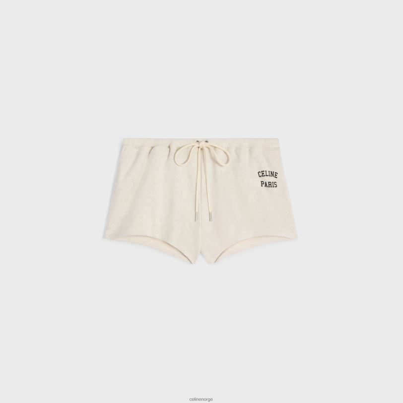 CELINE kvinner paris minishorts i bomullsfleece V0PT6598 klær krem/svart