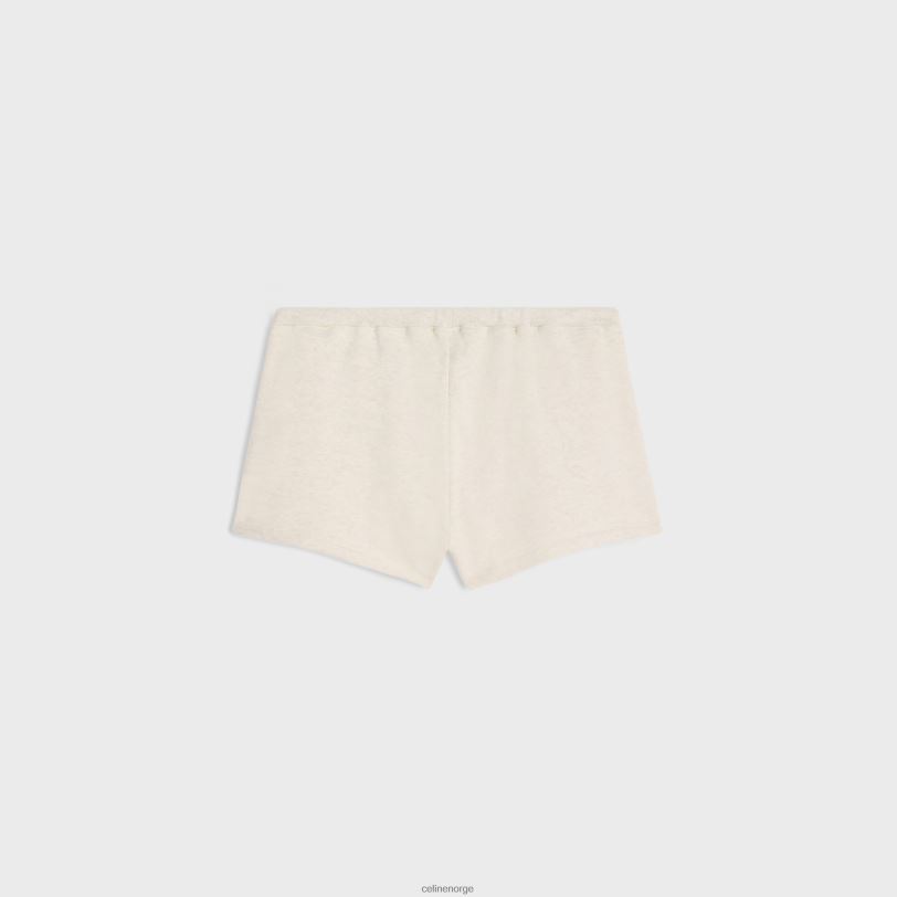 CELINE kvinner paris minishorts i bomullsfleece V0PT6598 klær krem/svart
