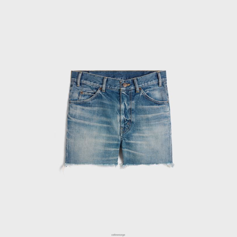 CELINE kvinner skateshorts i wash denim V0PT6590 klær elektrisk himmel