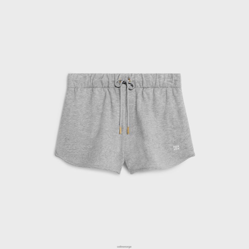 CELINE kvinner triomphe minishorts i bomull og kashmir V0PT6886 klær grå/ecru