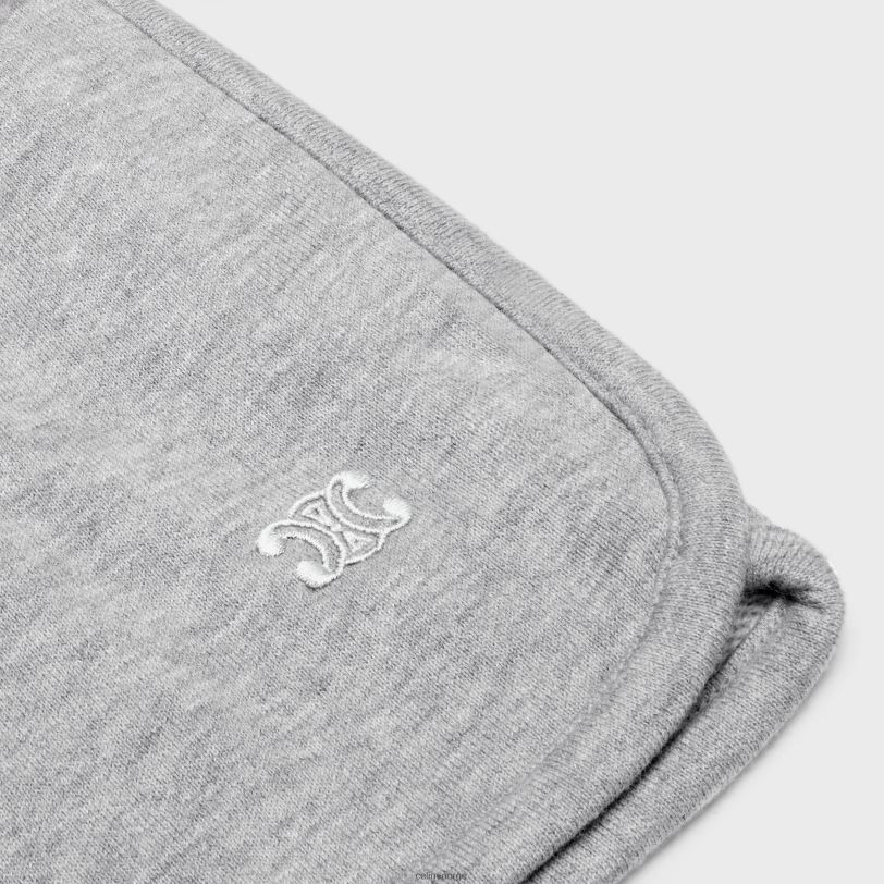 CELINE kvinner triomphe minishorts i bomull og kashmir V0PT6886 klær grå/ecru