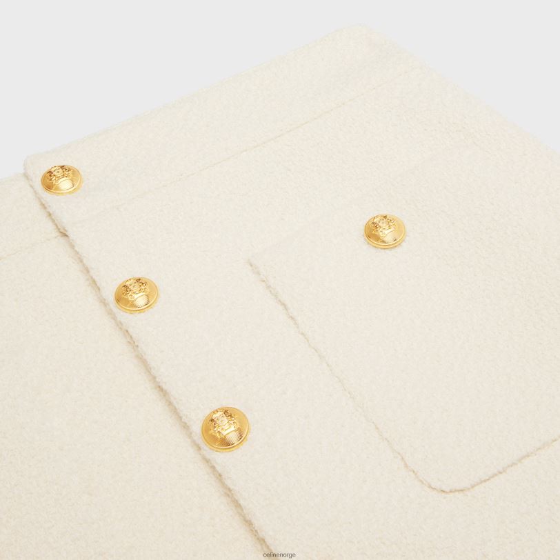 CELINE kvinner Trapes miniskjørt i tweed V0PT6821 klær craie