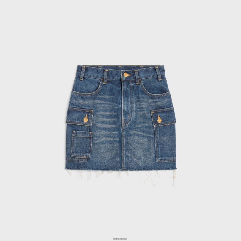 CELINE kvinner cargo miniskjørt i dongeri V0PT6823 klær mørk union vask