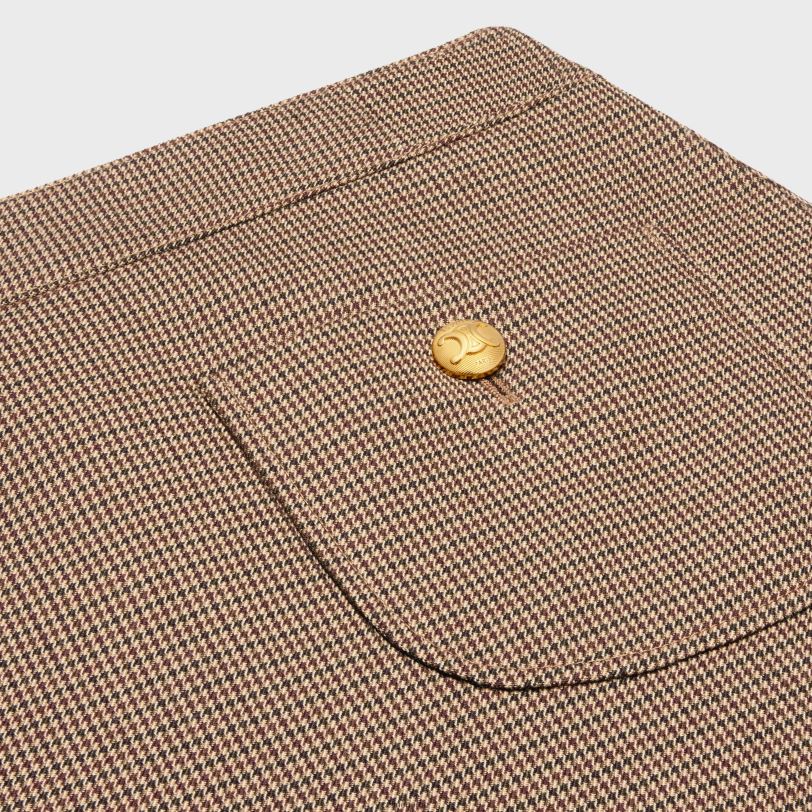 CELINE kvinner chelsea trapes miniskjørt i houndstooth ull V0PT6815 klær bordeaux/beige/svart