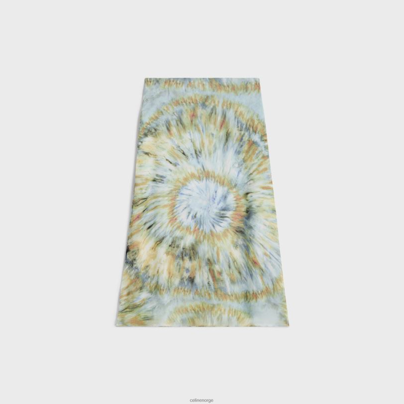 CELINE kvinner midiskjørt i silke georgette V0PT6586 klær blå grunge/terrakotta/khaki