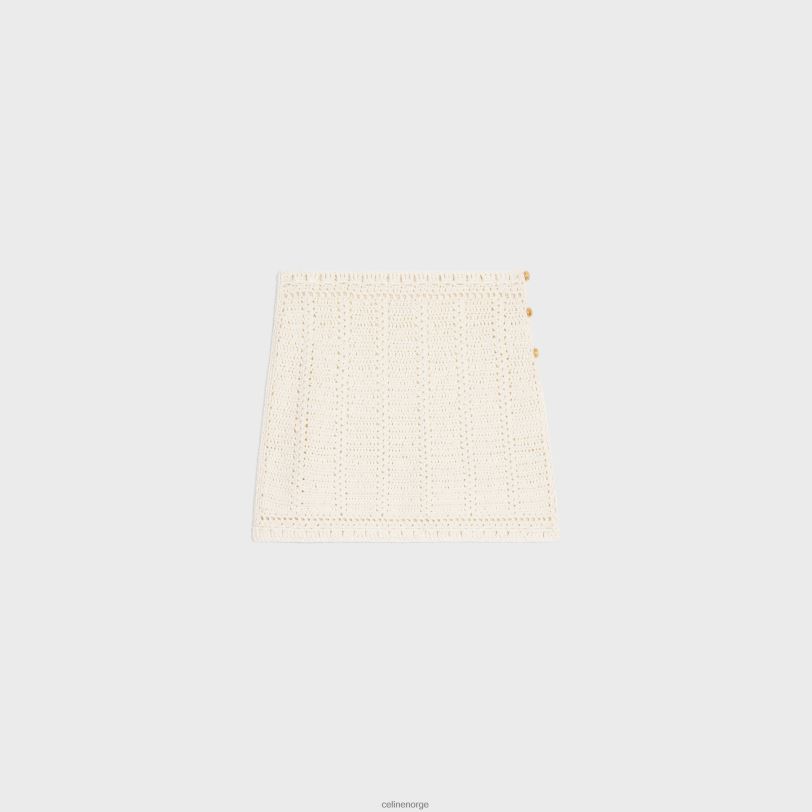 CELINE kvinner miniskjørt i heklet bomull V0PT6820 klær off white