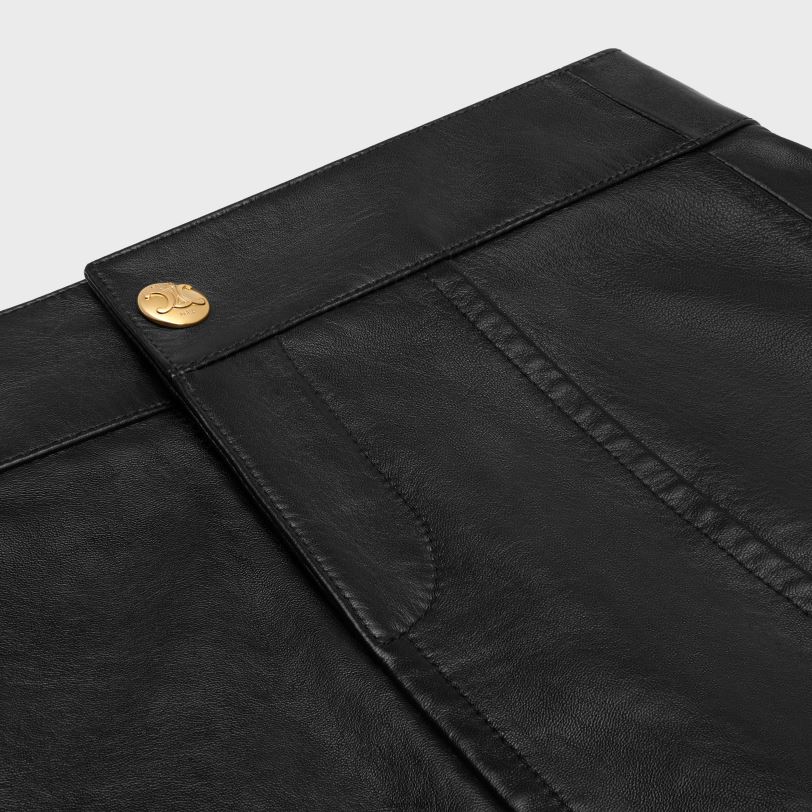 CELINE kvinner miniskjørt i mykt lammeskinn V0PT6661 klær svart