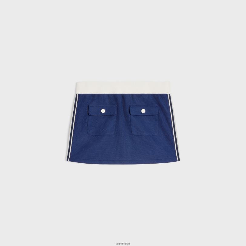 CELINE kvinner miniskjørt i teksturert jersey V0PT6827 klær marine/off white
