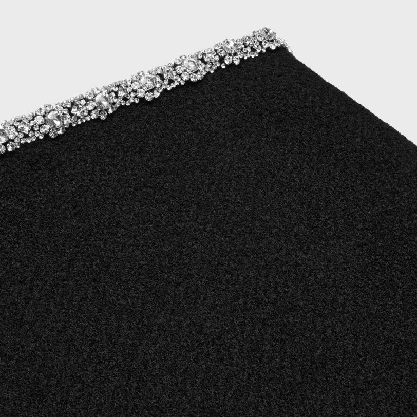 CELINE kvinner miniskjørt med brodert gallong i tweed V0PT6813 klær svart