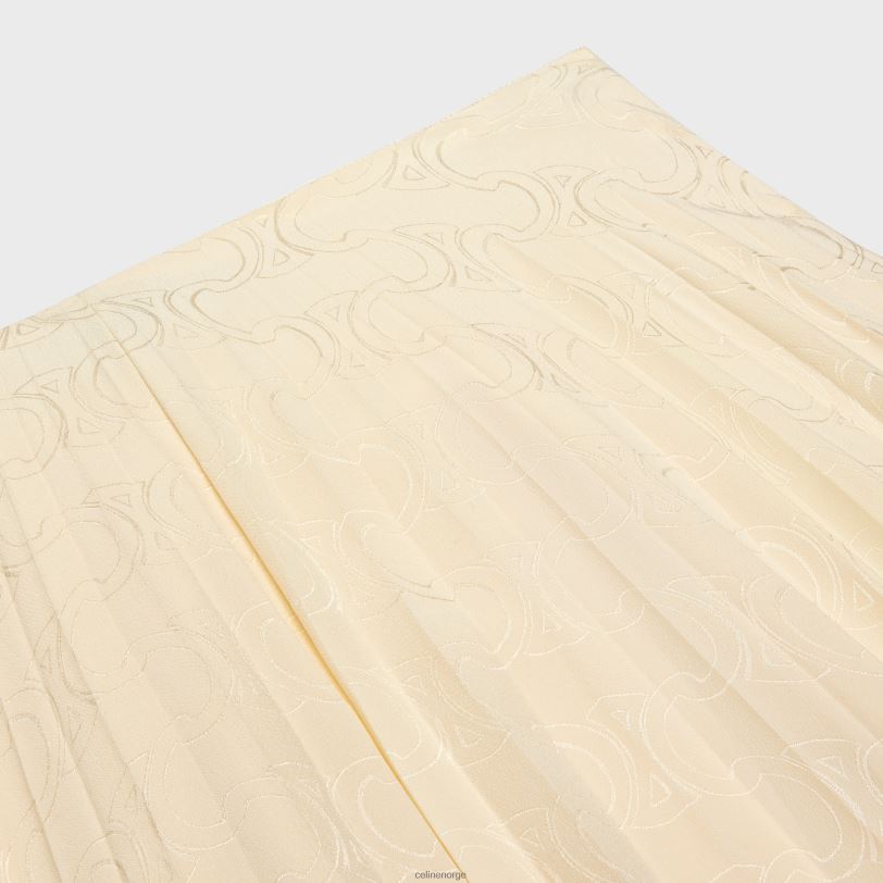 CELINE kvinner plissert midiskjørt i silkejacquard V0PT6812 klær metall blank