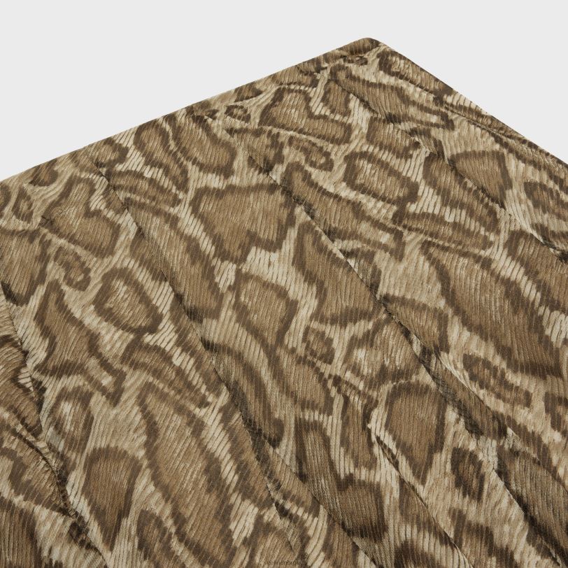 CELINE kvinner plissert skjørt i silke georgette V0PT6809 klær khaki/brun