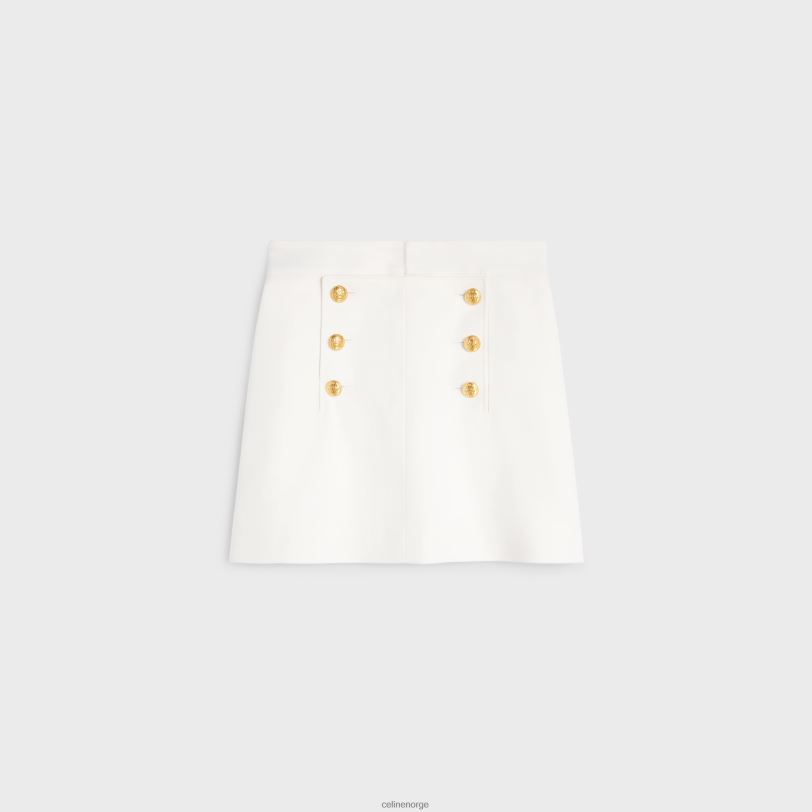 CELINE kvinner yachting trapes miniskjørt i bomullstwill V0PT6822 klær hvit