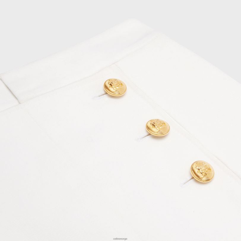 CELINE kvinner yachting trapes miniskjørt i bomullstwill V0PT6822 klær hvit