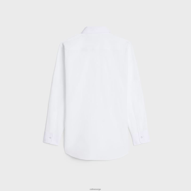 CELINE kvinner Tomboyskjorte i bomullspoplin V0PT6577 klær hvit