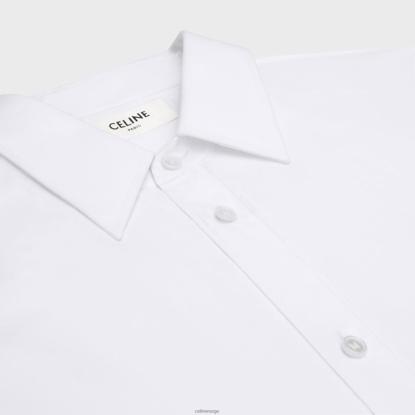 CELINE kvinner Tomboyskjorte i bomullspoplin V0PT6577 klær hvit