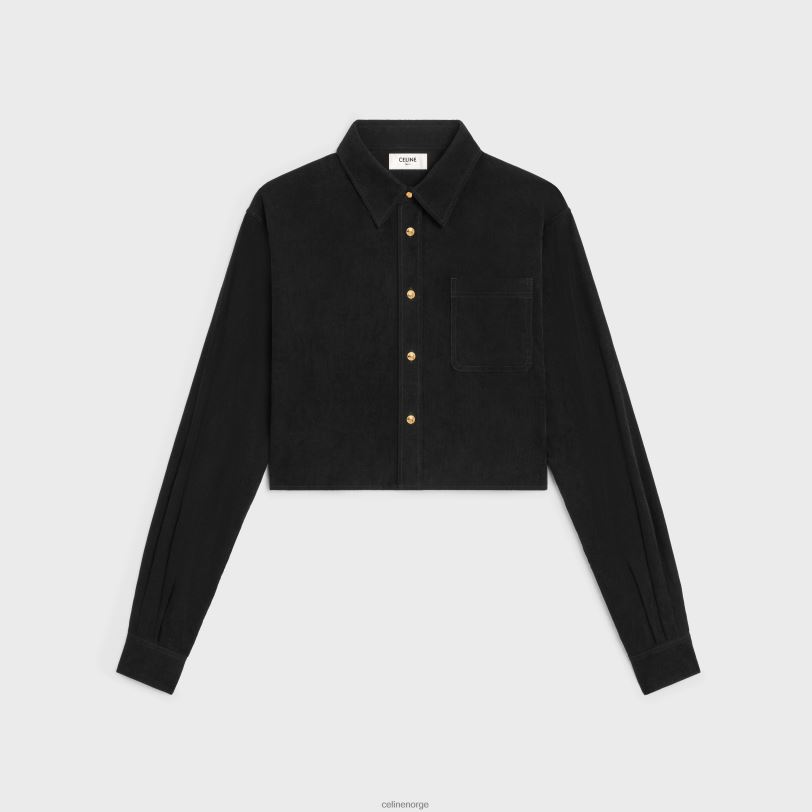 CELINE kvinner cropped skjorte i kordfløyel V0PT6638 klær råvask