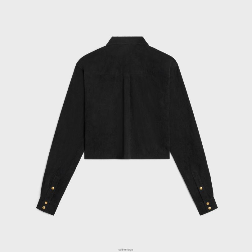 CELINE kvinner cropped skjorte i kordfløyel V0PT6638 klær råvask