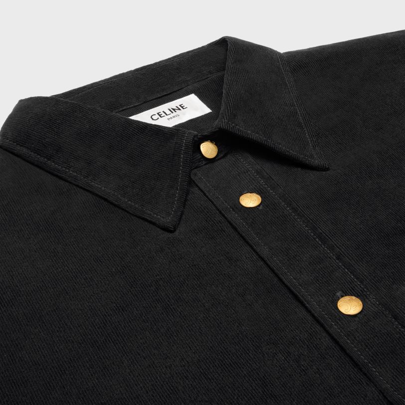 CELINE kvinner cropped skjorte i kordfløyel V0PT6638 klær råvask