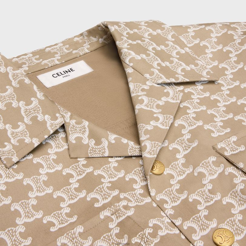 CELINE kvinner cropped skjorte i teknisk bomull V0PT6639 klær off white/beige