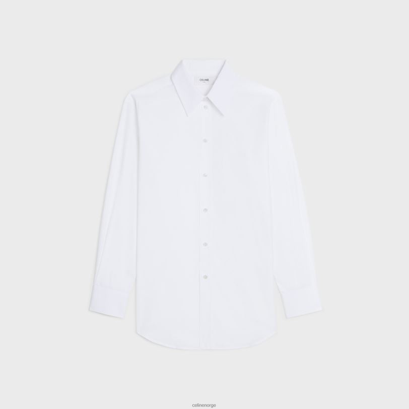 CELINE kvinner kjæresteskjorte i bomullspoplin V0PT6832 klær hvit