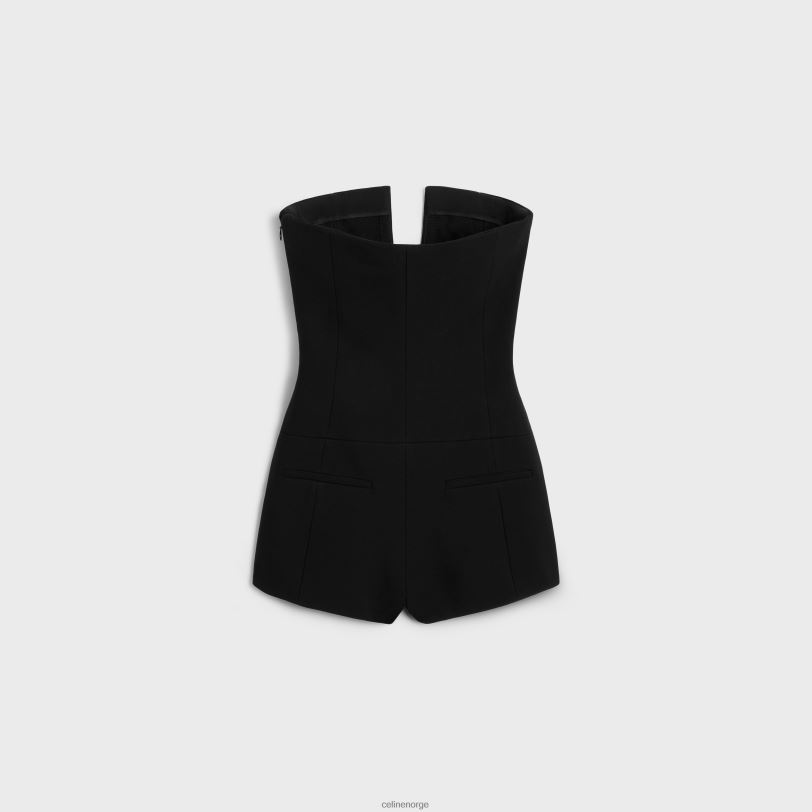 CELINE kvinner kort jumpsuit i dobbel ull V0PT6656 klær svart