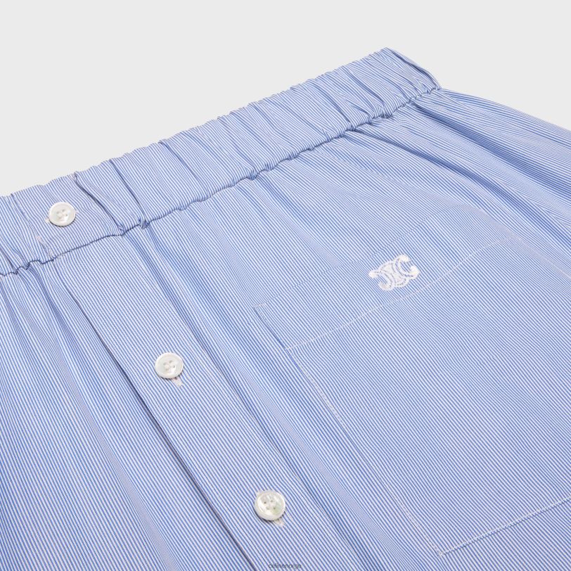 CELINE kvinner off-the-shoulder skjorte i bomullspoplin V0PT6845 klær blanc/marin