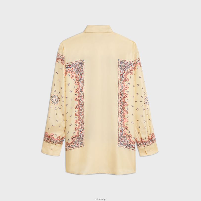 CELINE kvinner oversized skjorte i silketwill V0PT6831 klær jaune/rouge/bleu
