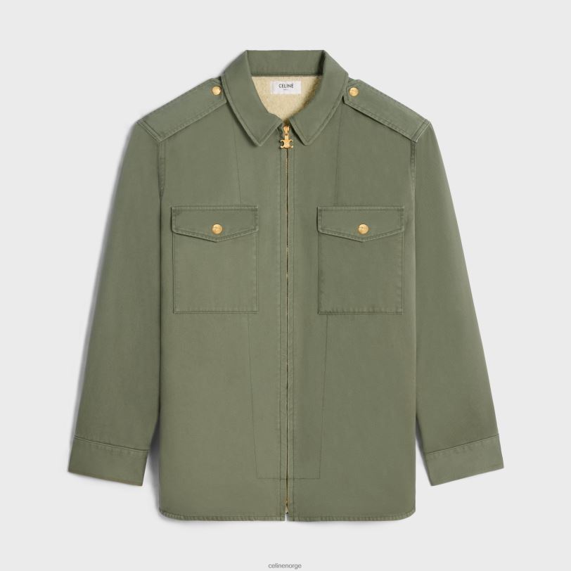 CELINE kvinner overskjorte i teknisk bomull V0PT6633 klær kaki