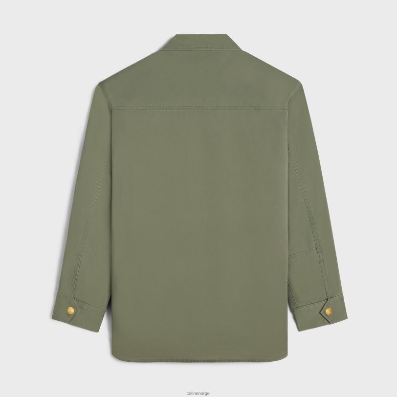 CELINE kvinner overskjorte i teknisk bomull V0PT6633 klær kaki