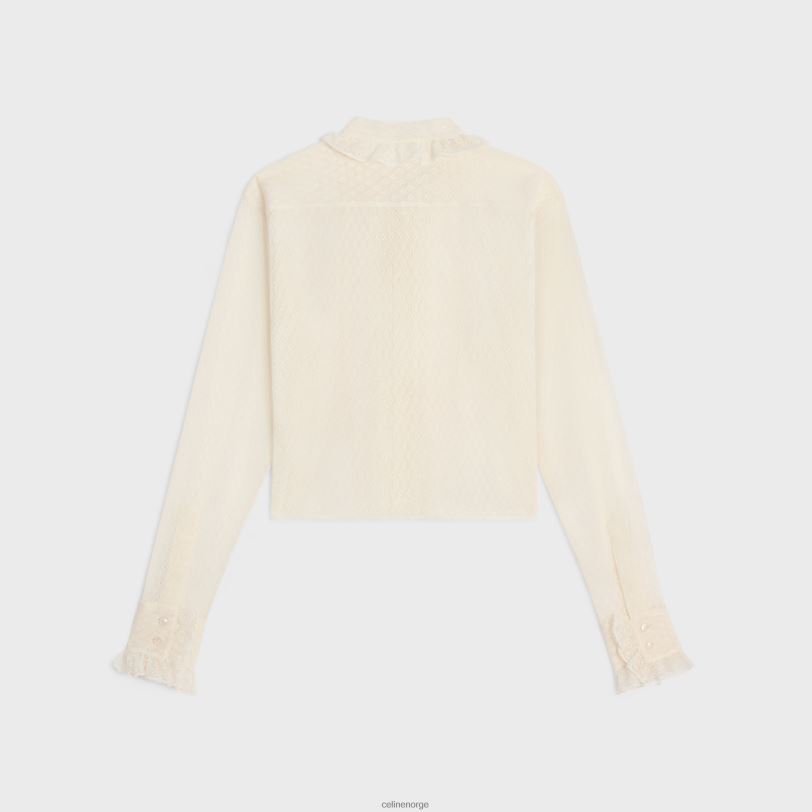CELINE kvinner romy cropped skjorte i blonder og bomull V0PT6579 klær krem