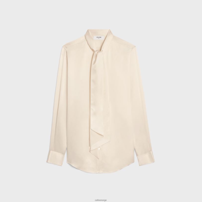 CELINE kvinner romy-skjorte i satengsilke V0PT6829 klær off white