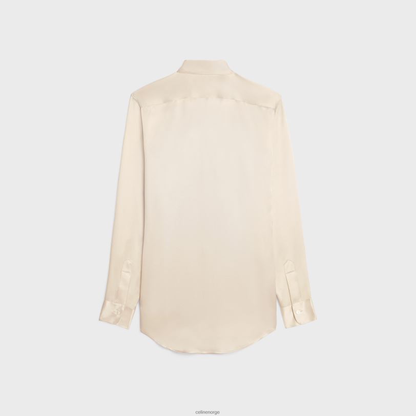 CELINE kvinner romy-skjorte i satengsilke V0PT6829 klær off white