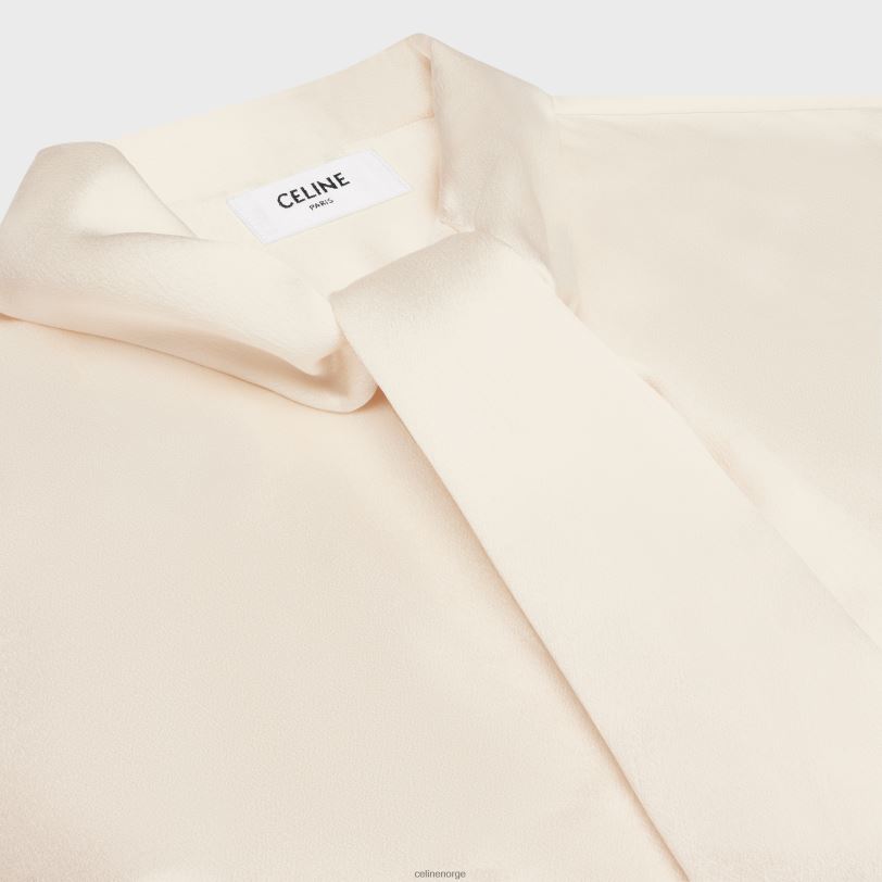 CELINE kvinner romy-skjorte i satengsilke V0PT6829 klær off white
