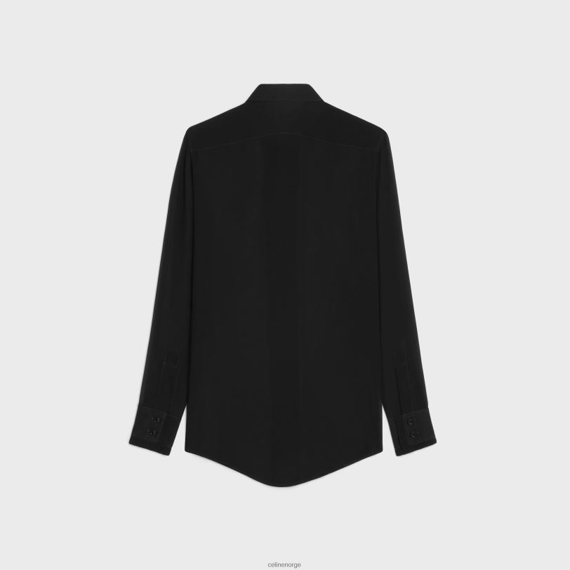 CELINE kvinner romy skjorte i silke georgette V0PT6636 klær svart