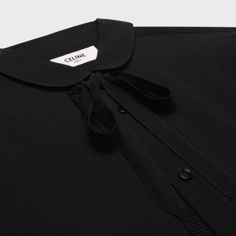 CELINE kvinner romy skjorte i silke georgette V0PT6636 klær svart