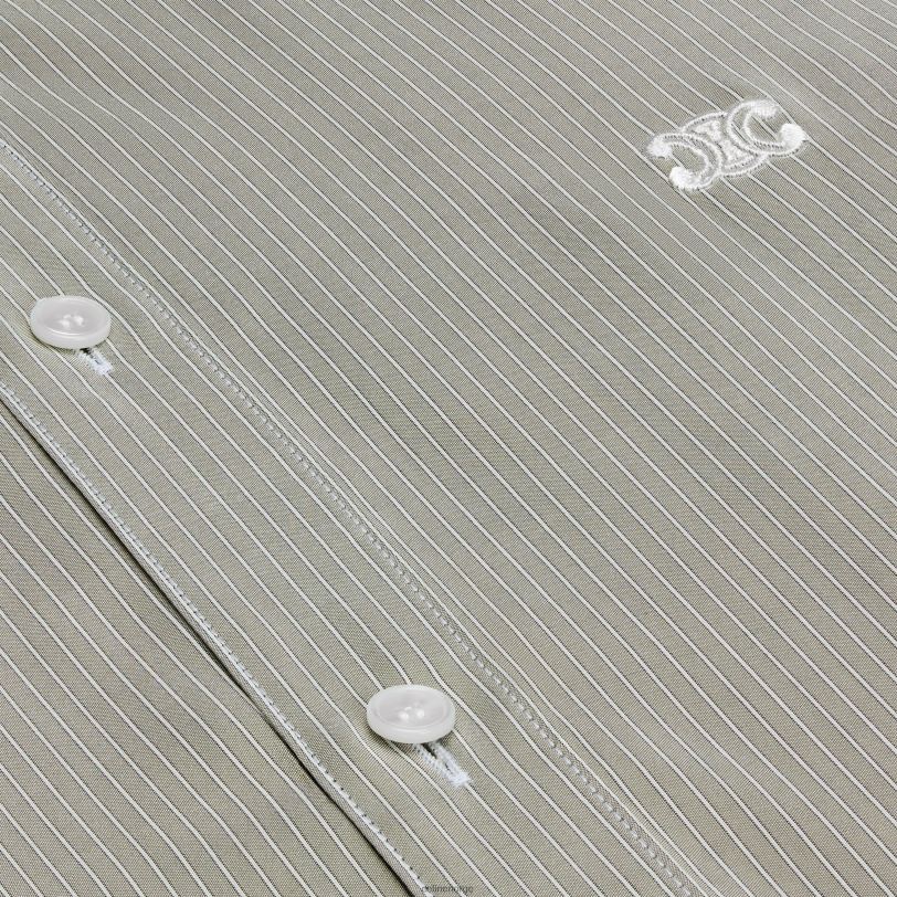 CELINE kvinner romy-skjorte i stripet silke V0PT6836 klær gris clair/craie/antrasitt